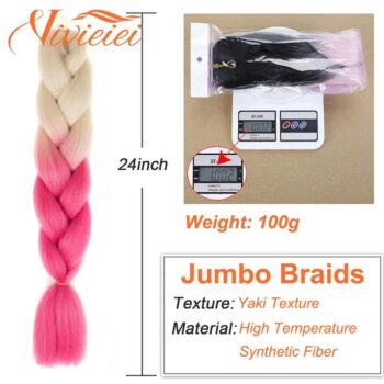 24 Inch Ombre Jumbo Braiding Hair - Synthetic, Colorful Hair Extensions for DIY Braids 2 2147 e7bcc4