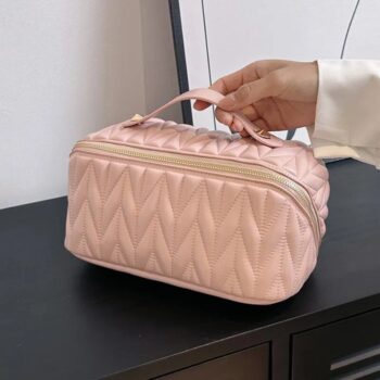 Portable PU Cosmetic Case - Zippered Makeup Brush Organizer with Large Capacity 3 353 1870c5