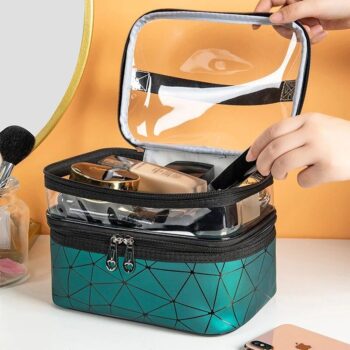Sparkling Diamond Lattice Travel Makeup Bag - Waterproof, Multi-Function Cosmetic Case 2 369 1ab3cd